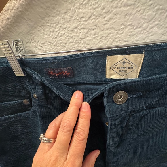 NWOT St. John's Bay Dark Green Corduroy Straight Leg pants - Picture 3 of 5